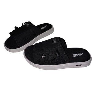 AVIA Hightail Athletic Slip On Slides Black White Drawstring Strap Sz 8 NEW Shoe